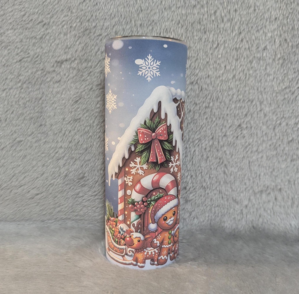 Gingerbread Family Tumbler 20oz With Reusable Straw, Can Be Personalized