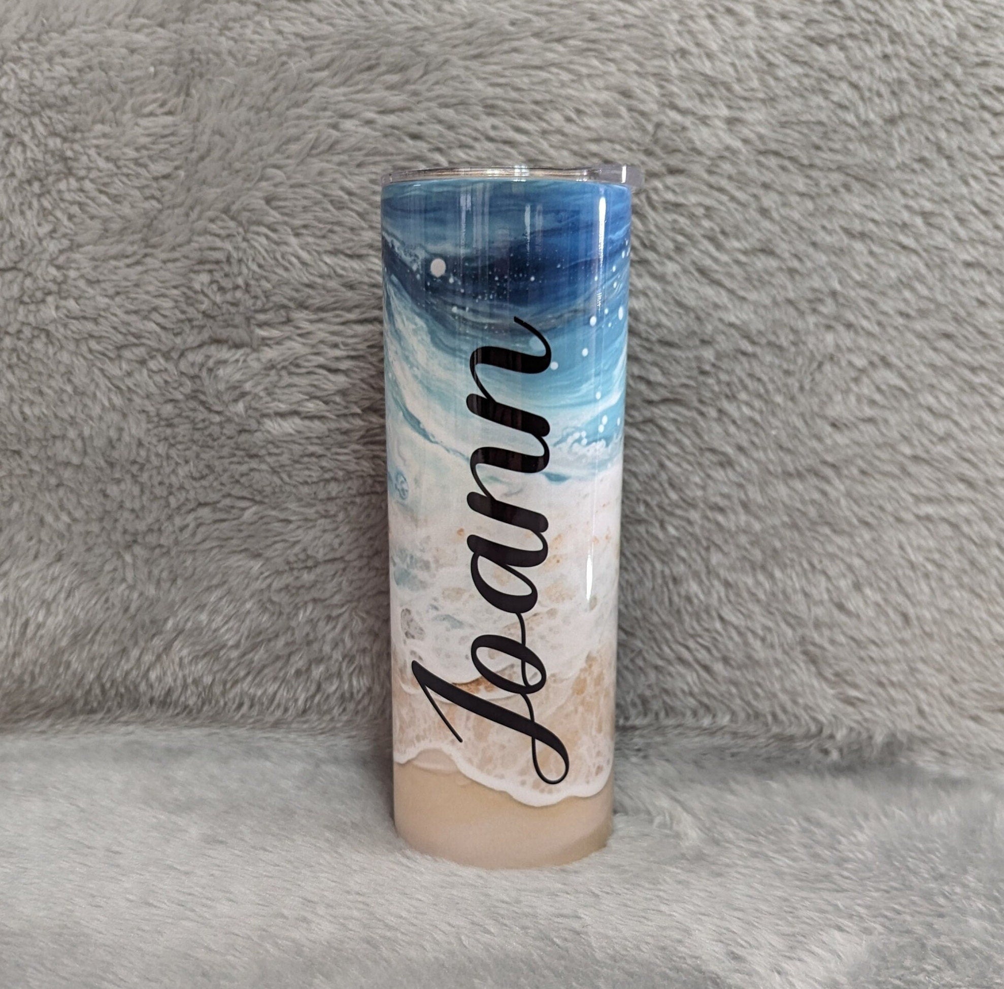 Personalized Beach Tumbler 20oz With Reusable Straw, Can Be Personalized
