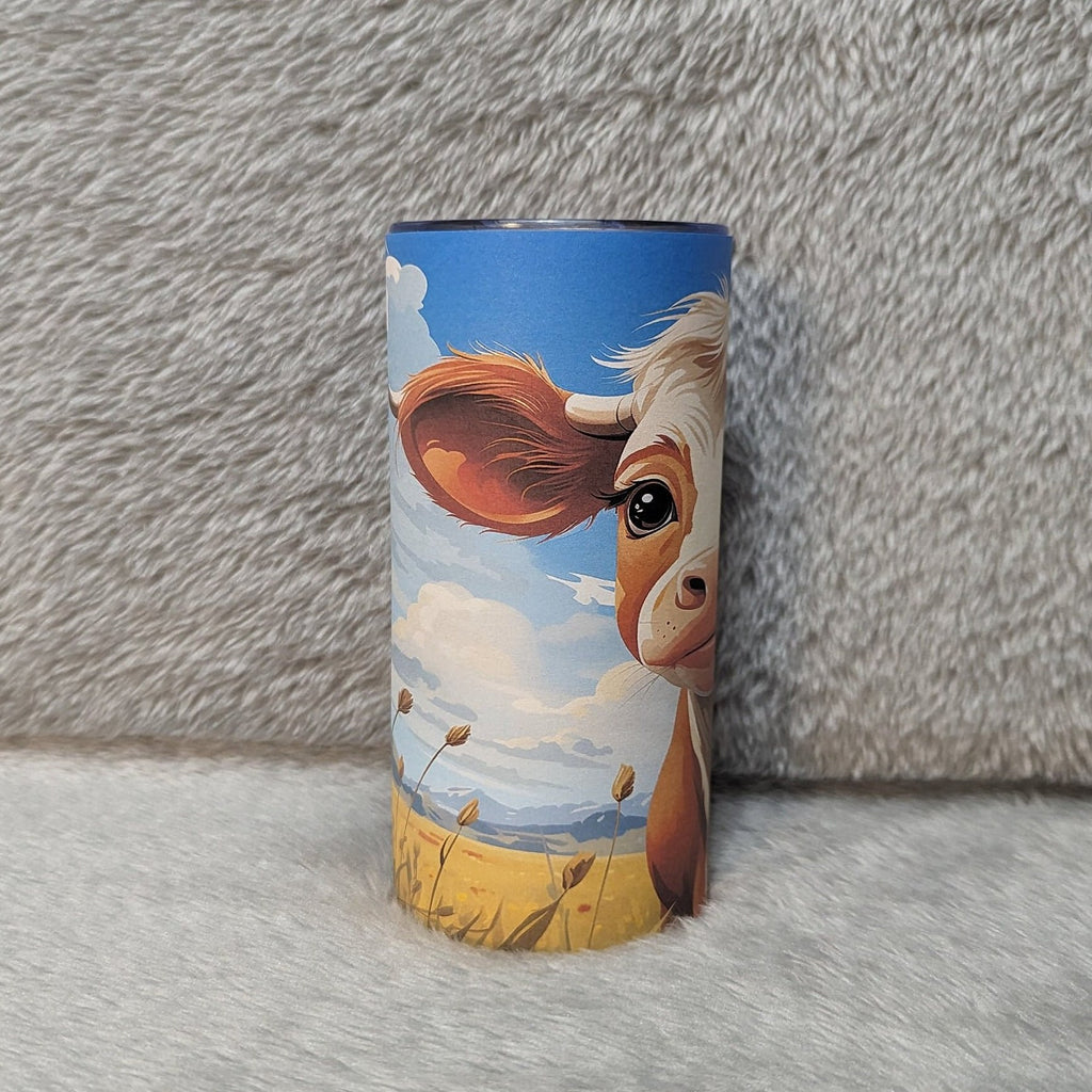 Cute Kids Cow Tumbler 15oz With Reusable Straw, Can Be Personalized