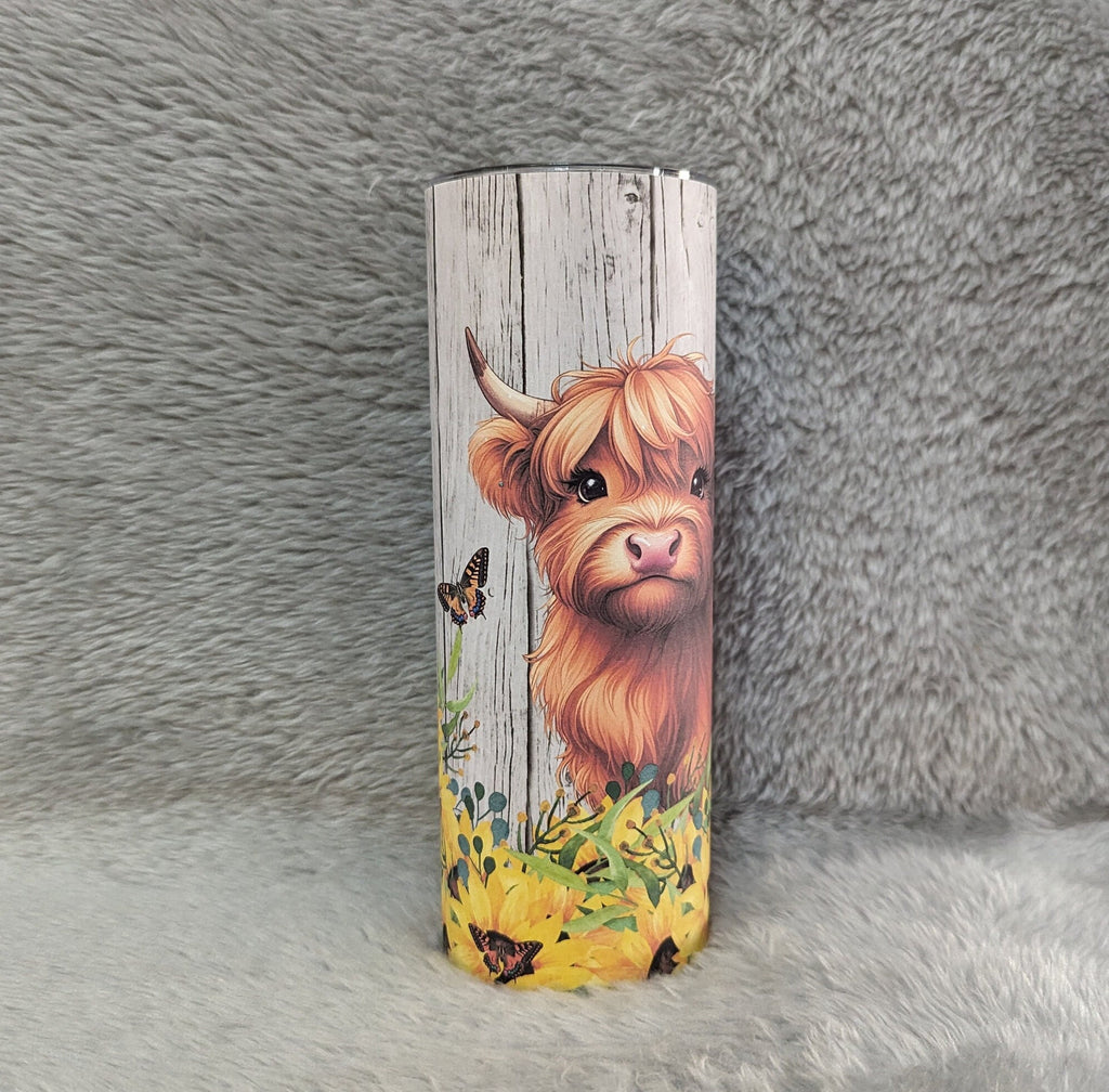 Adorable Highland Cow and Calf Tumbler 20oz With Reusable Straw, Can Be Personalized