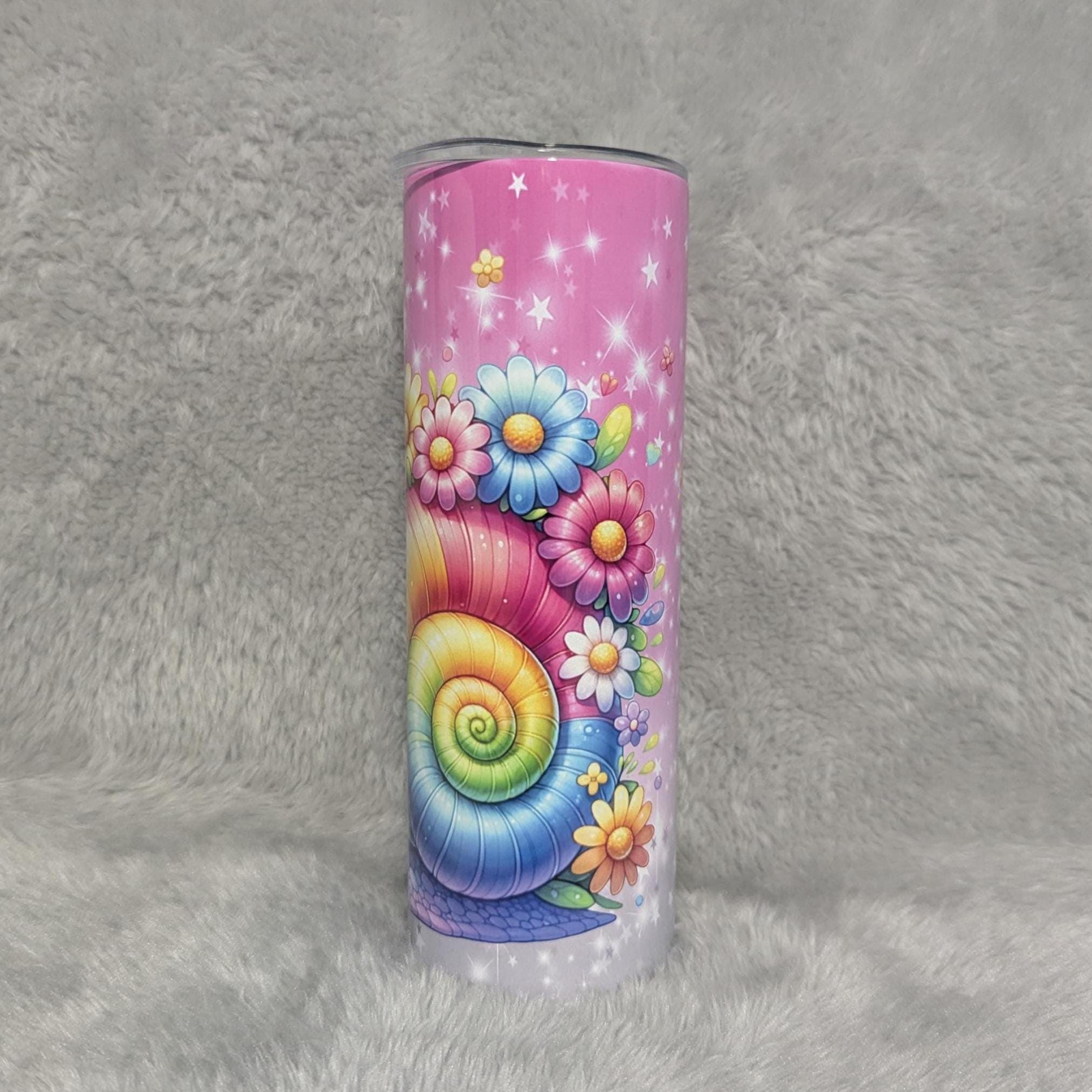Colorful Snail Tumbler 20oz With Reusable Straw Can Be Personalized