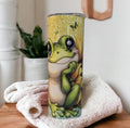 Cute Frog Tumbler With A Glitter Design 20oz With Reusable Straw, Can Be Personalized