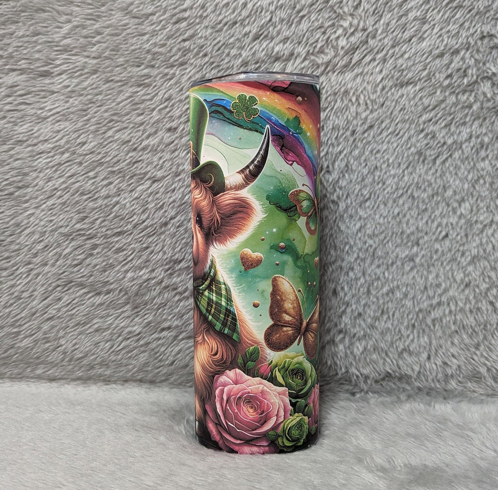 Irish Highland Cow Tumbler 20oz With Reusable Straw, Can Be Personalized