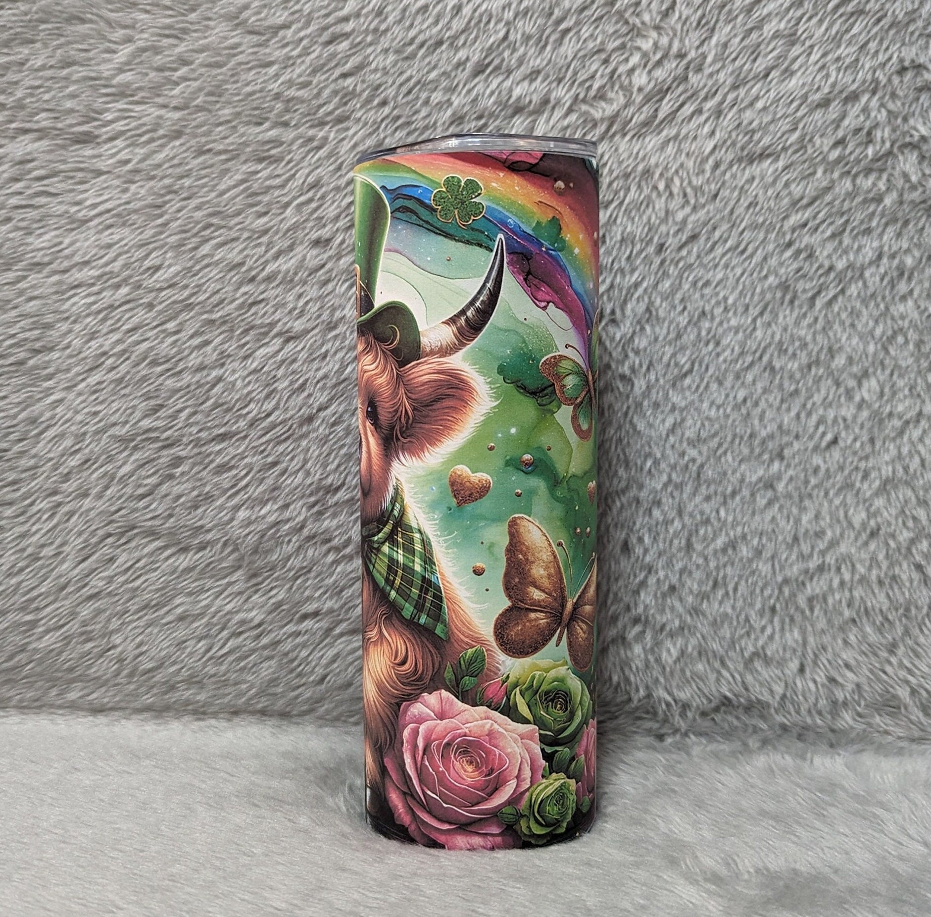 Irish Highland Cow Tumbler 20oz With Reusable Straw, Can Be Personalized