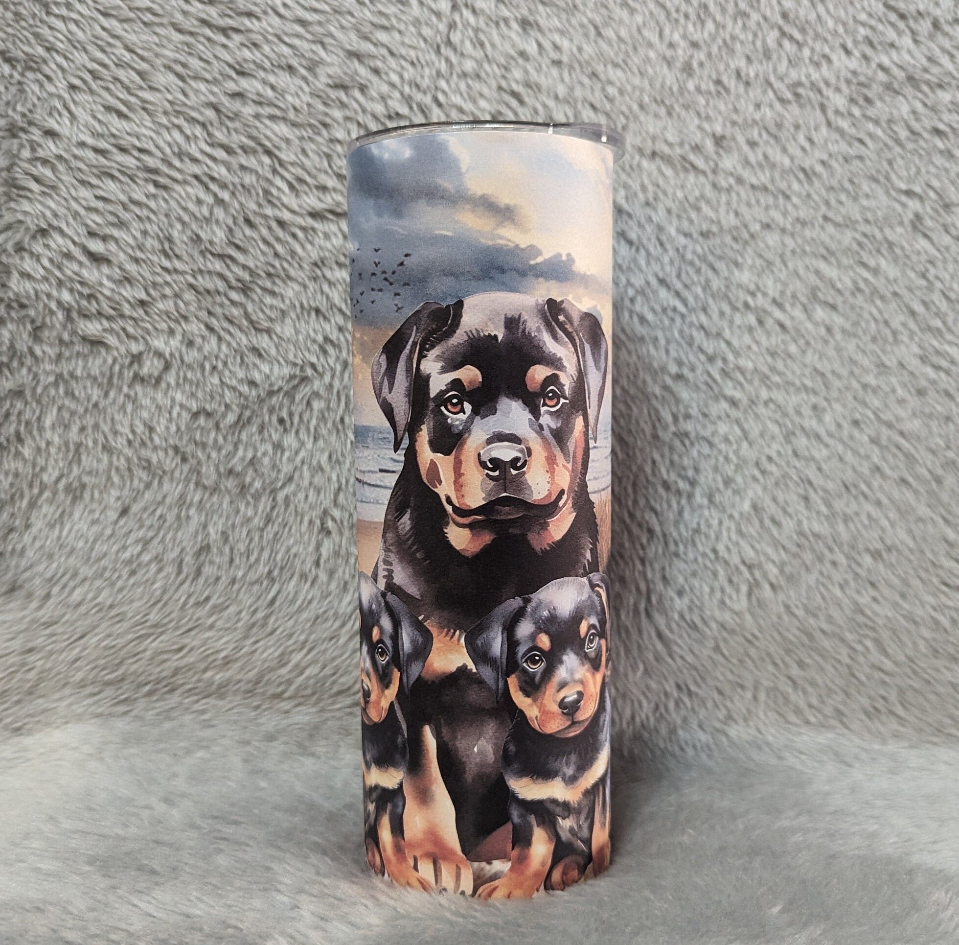 Rottweiler Tumbler 20oz With Reusable Straw, Can Be Personalized