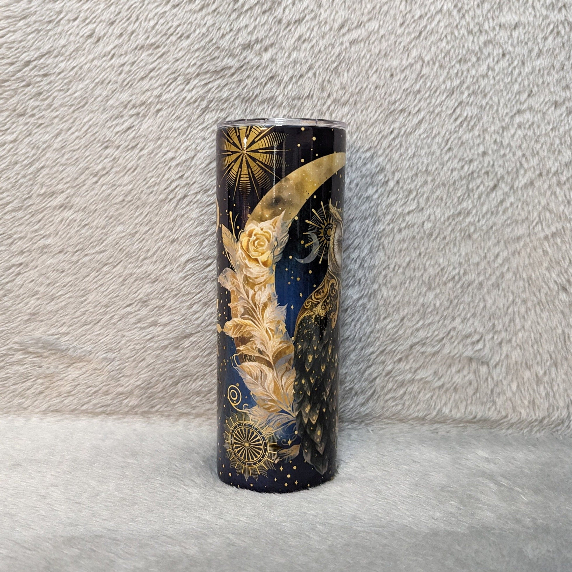 Owl Tumbler 20oz With Reusable Straw, Can Be Personalized