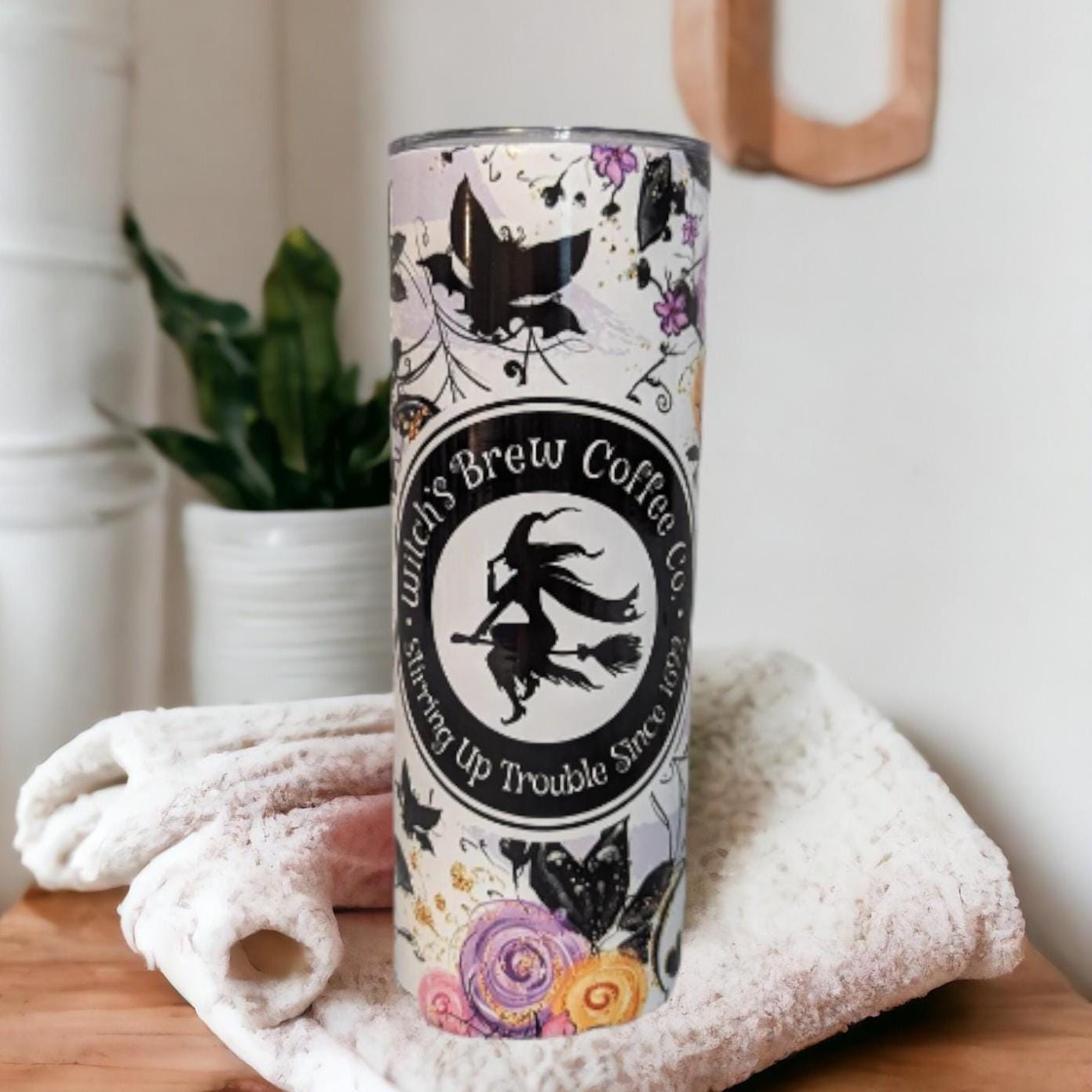 Witch Tumbler 20oz With Reusable Straw, Can Be Personalized