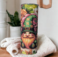Lucky Irish Gnome Tumbler 20oz With Reusable Straw, Can Be Personalized