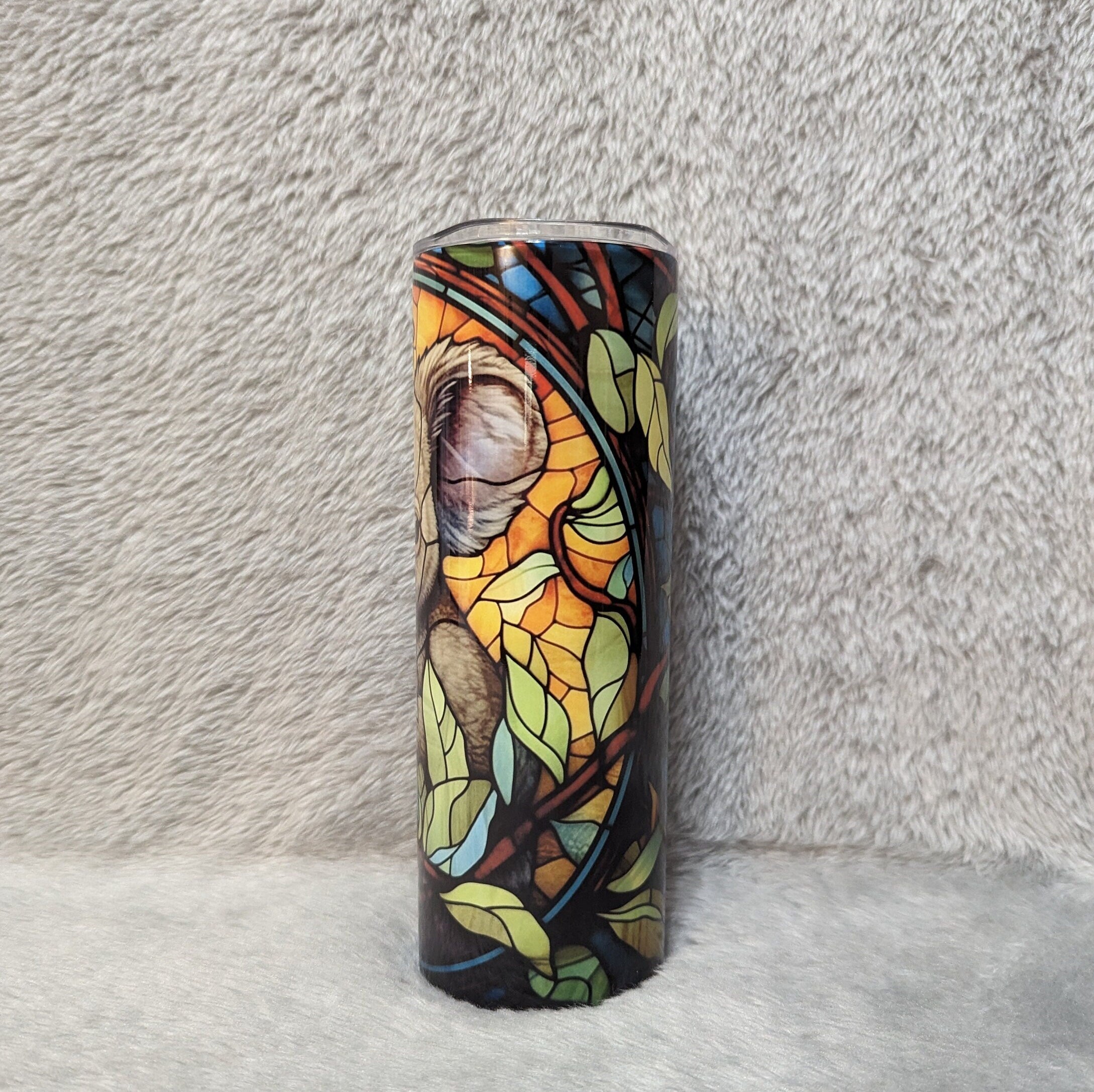 Koala Bear Tumbler With A Stained Glass Design 20oz With Reusable Straw, Can Be Personalized