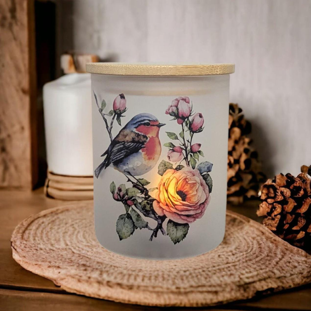 Bird Candle Holder With A Battery Operated Flickering Tea Light