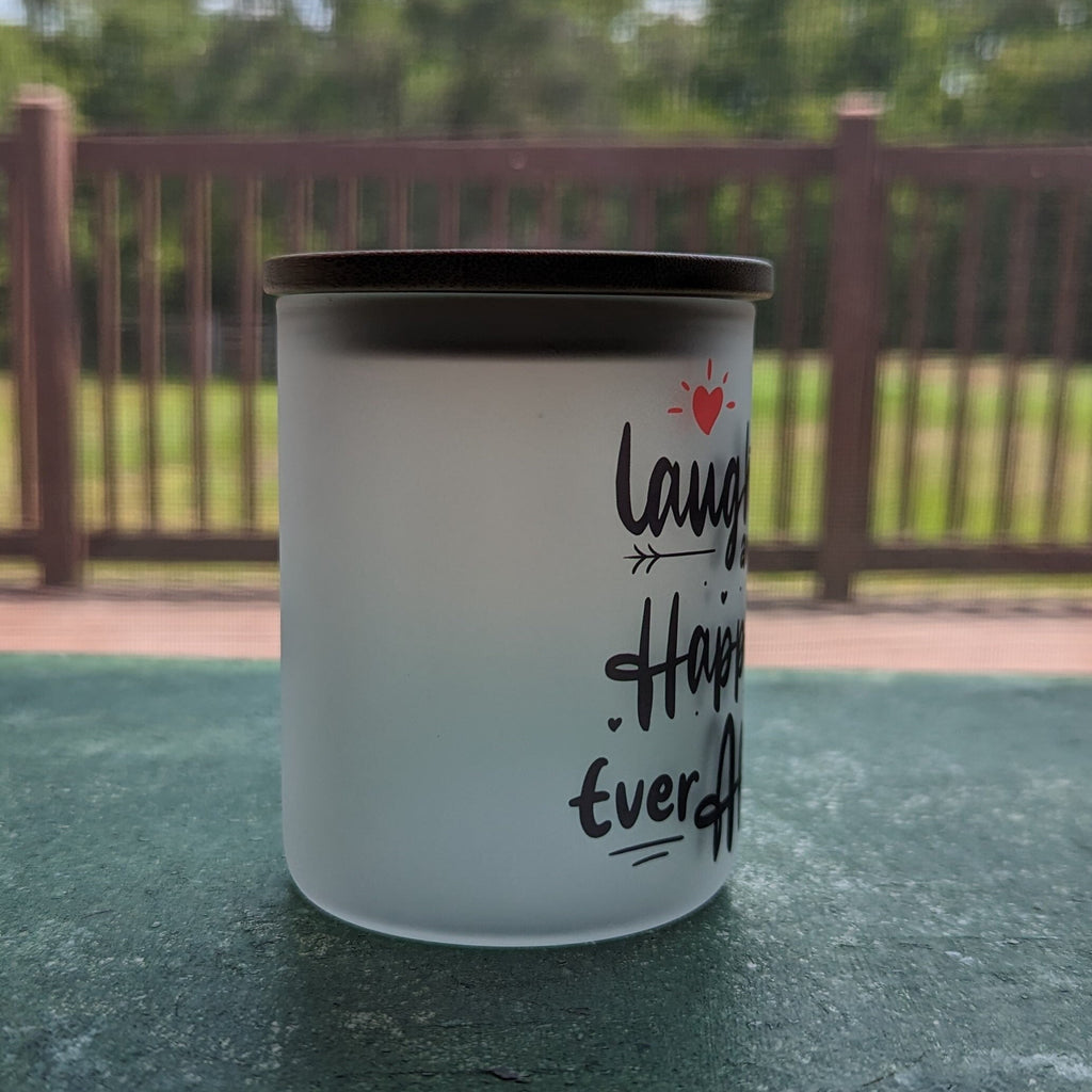 Laughter and Happily Ever After Candle Holder With A Battery Operated Flickering Tea Light