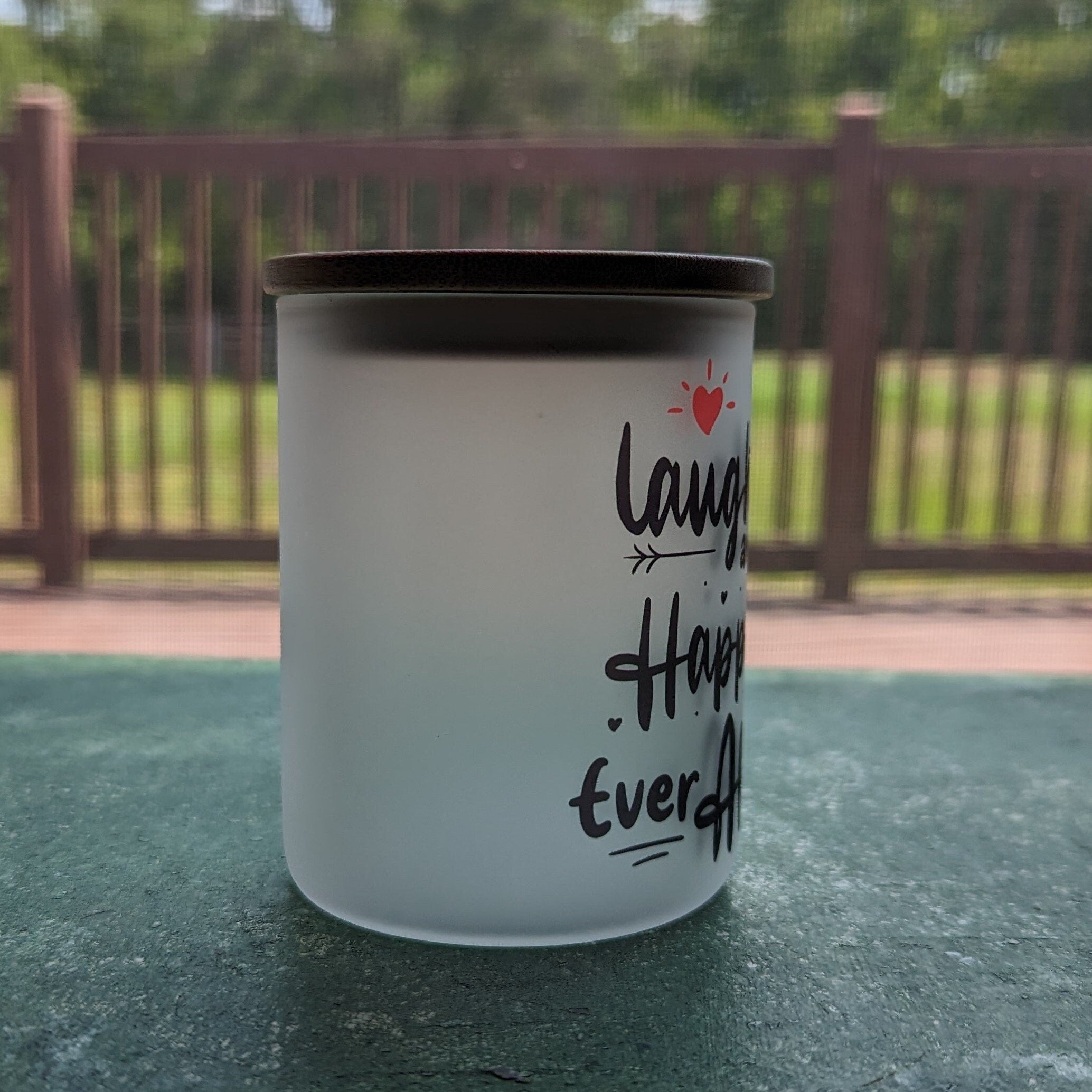 Laughter and Happily Ever After Candle Holder With A Battery Operated Flickering Tea Light