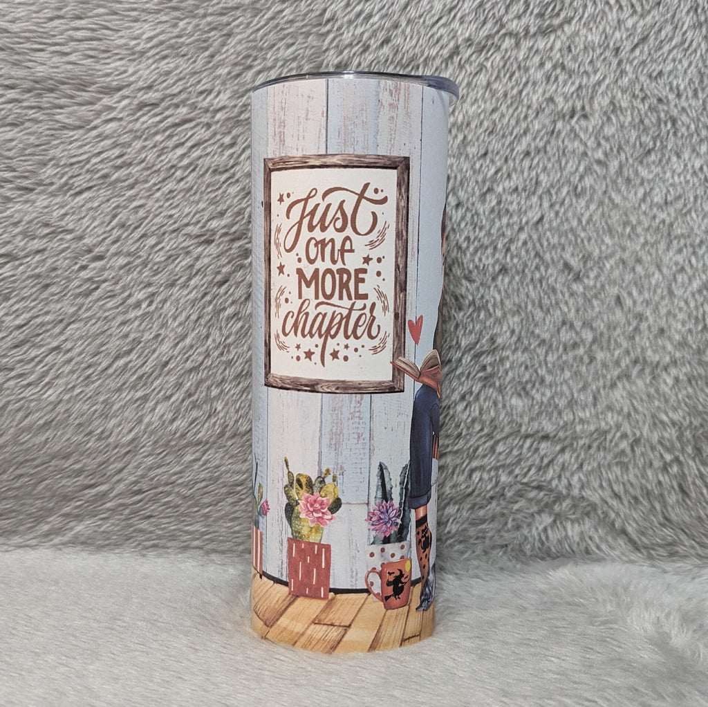 Just One More Chapter Book Lover Tumbler 20oz With Reusable Straw