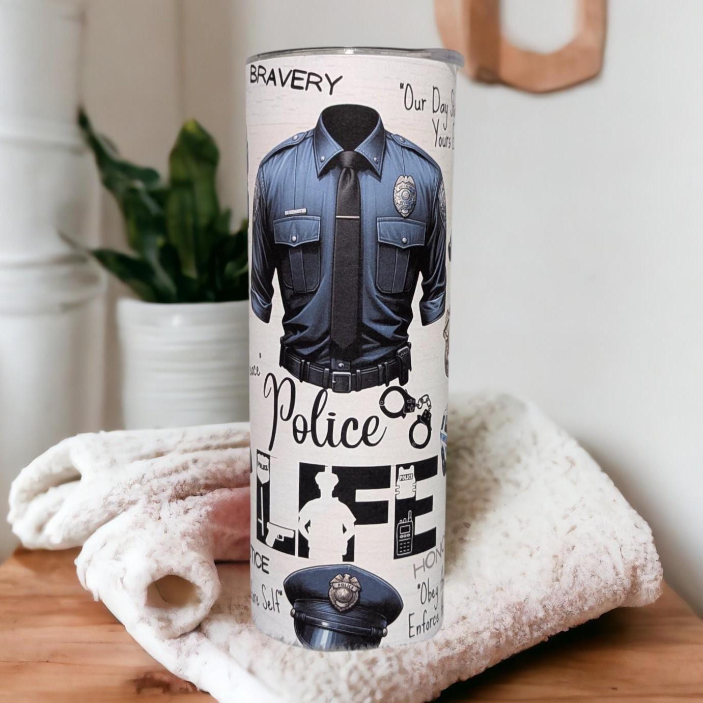 Police Life Tumbler 20oz With Reusable Straw