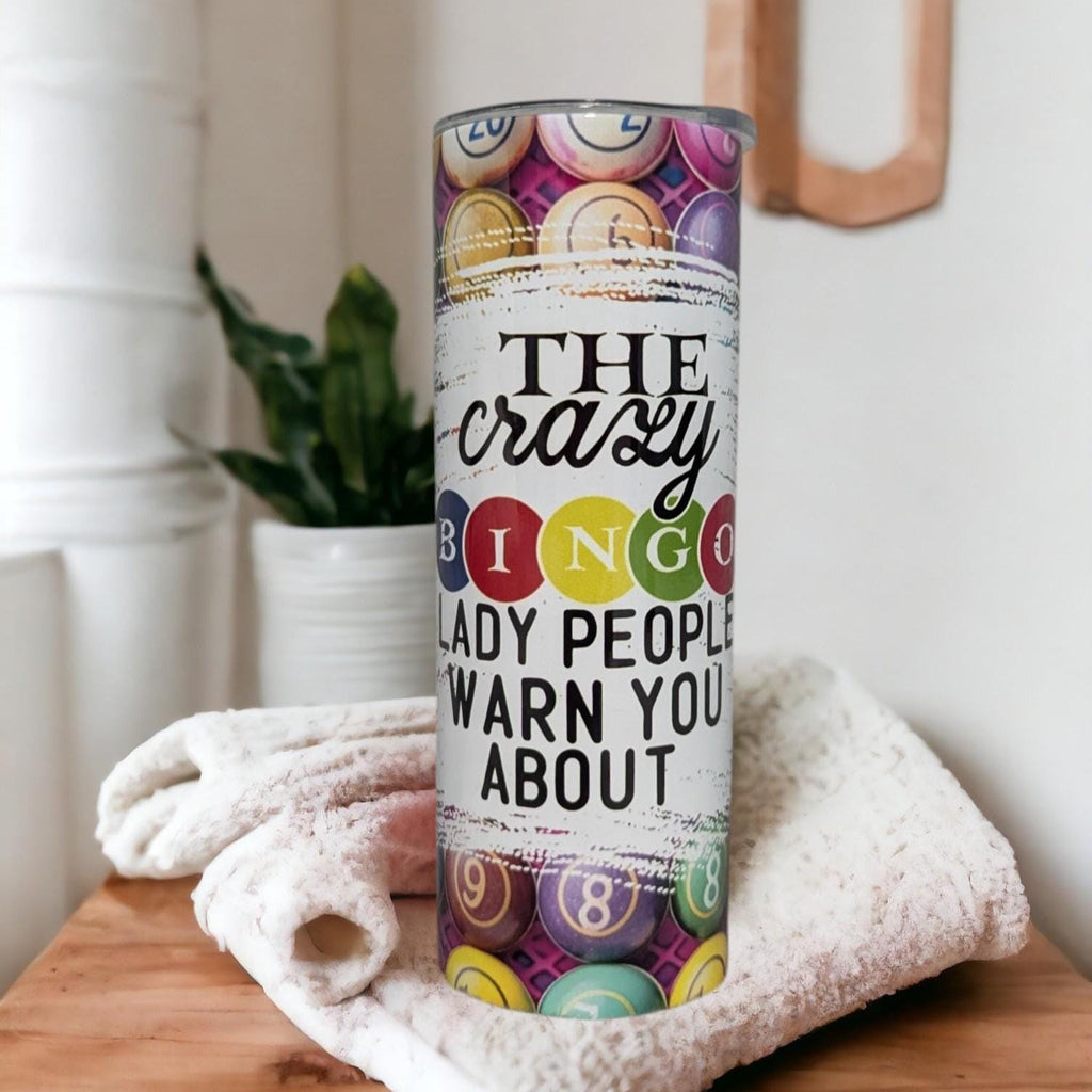 Crazy Bingo Lady Tumbler 20oz With Reusable Straw