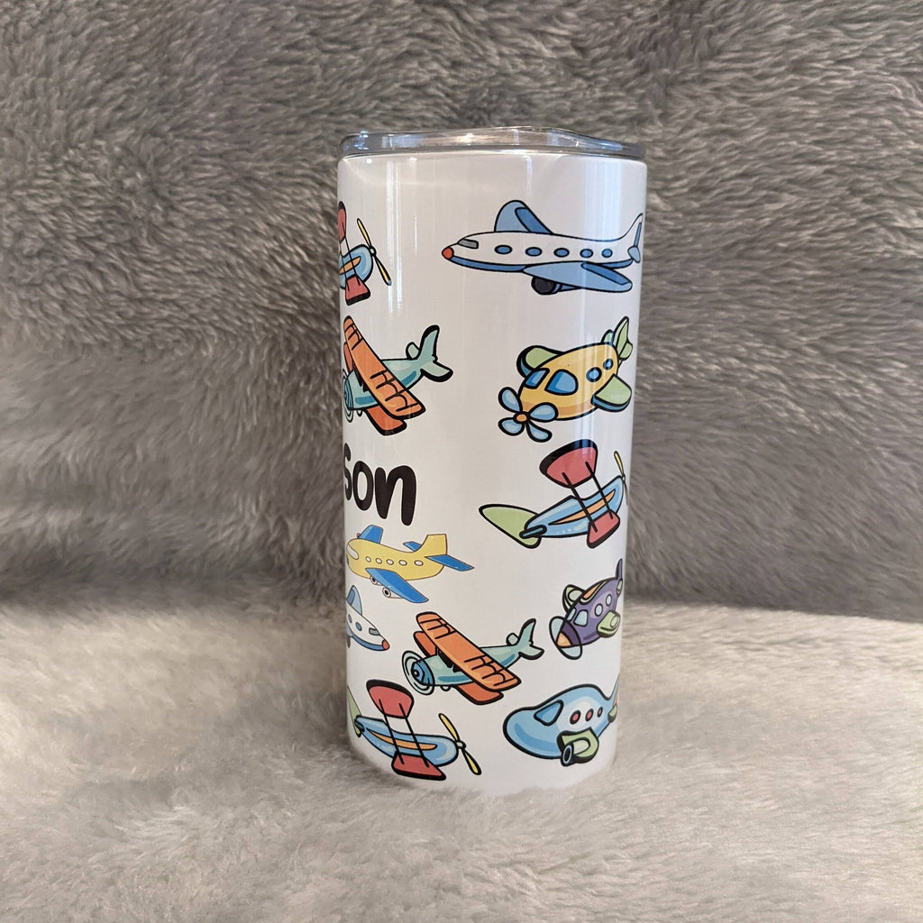 Kids Airplane Tumbler 15oz With Reusable Straw, Can Be Personalized