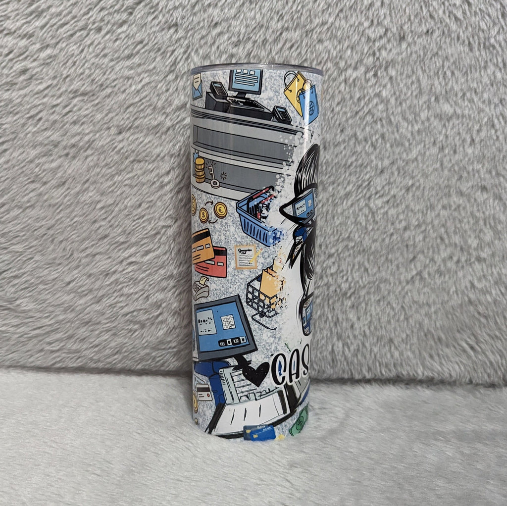 Cashier Life Tumbler 20oz With Reusable Straw, Can Be Personalized