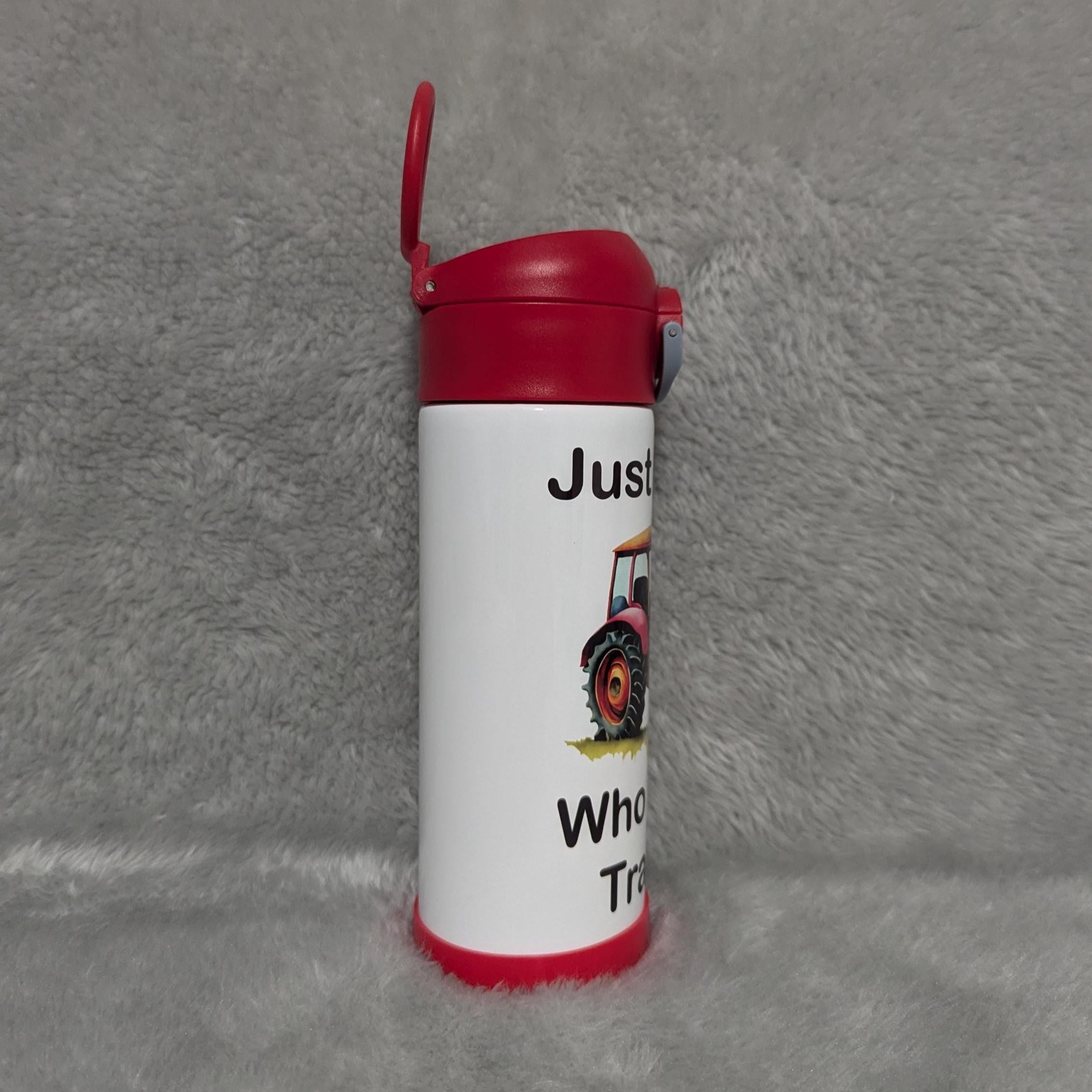Kids Tractor Water Bottle - Just A Boy Who Loves Tractors 12oz Can Be Personalized