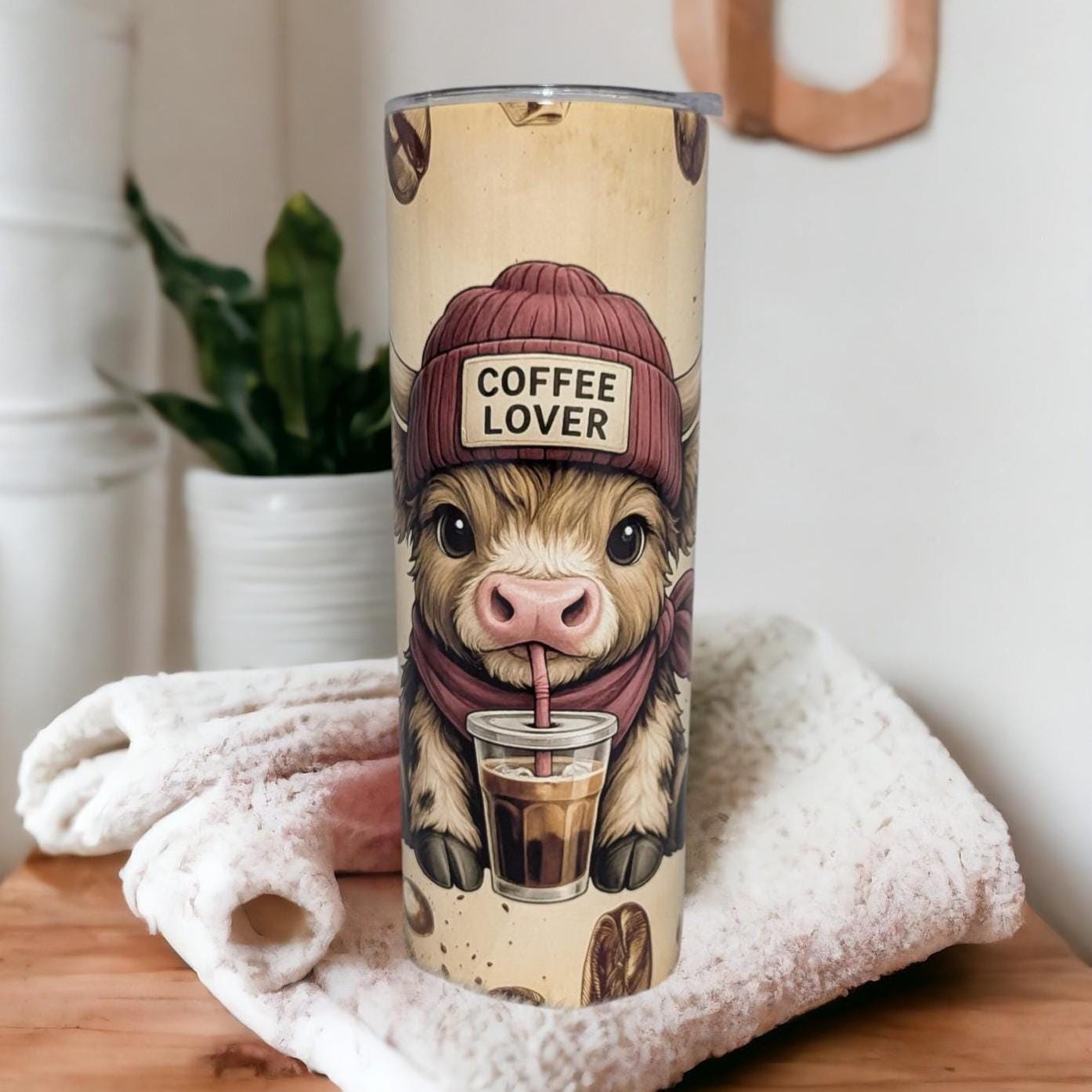Highland Cow Insulated Tumbler for Coffee Lovers 20oz With Reusable Straw, Can Be Personalized