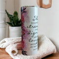Proverbs 31:25 Bible Verse With Beautiful Flowers Tumbler 20oz With Reusable Straw