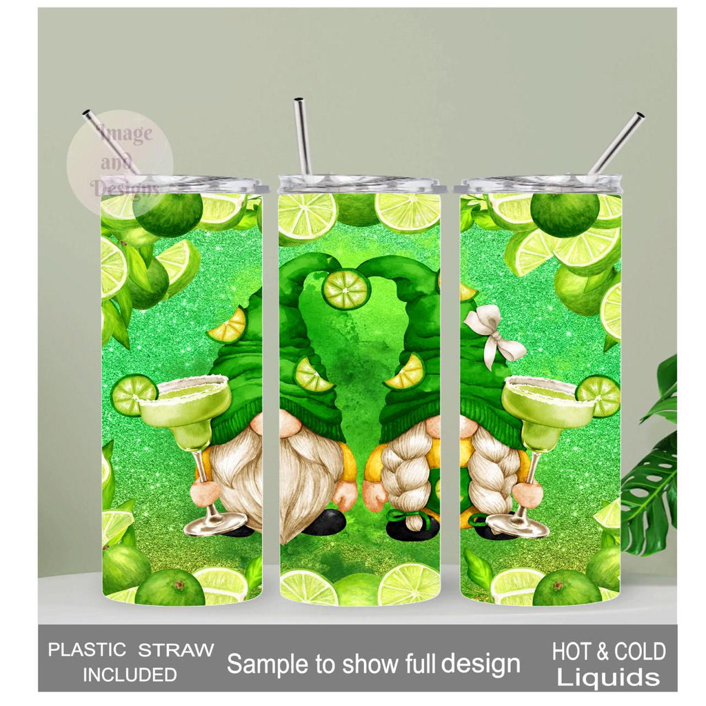 Margarita Gnome Tumbler 20oz With Reusable Straw, Can Be Personalized