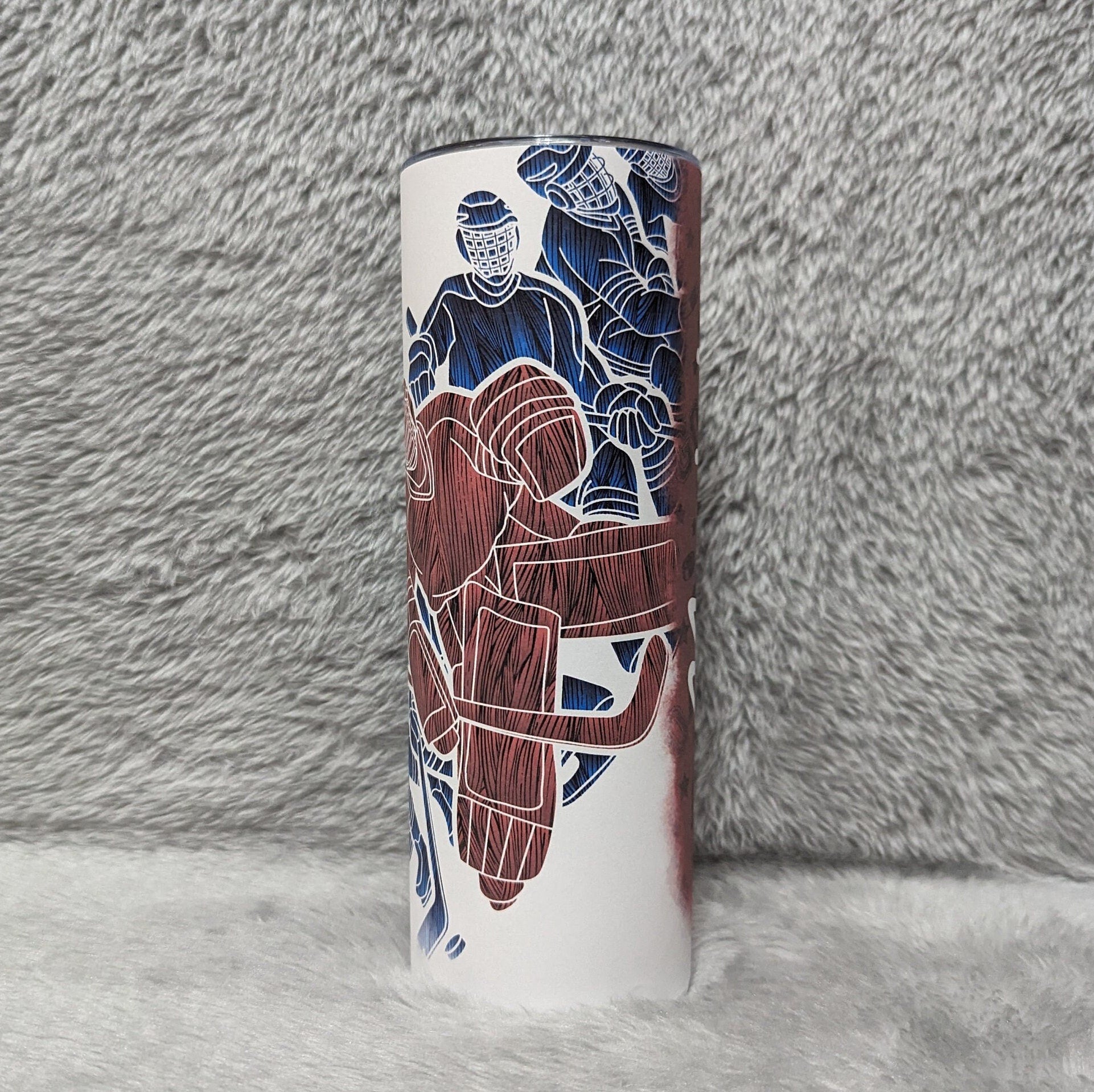Hockey Tumbler 20oz With Reusable Straw, Can Be Personalized