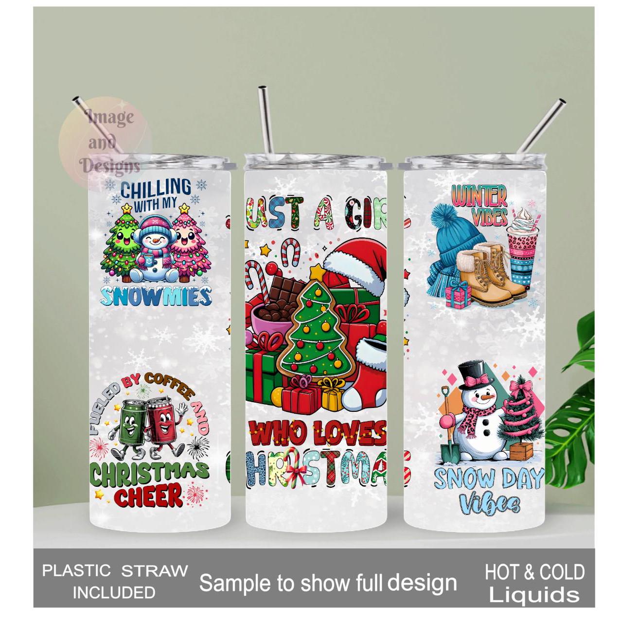 Just A Girl Who Loves Christmas Affirmation Tumbler 20oz With Reusable Straw