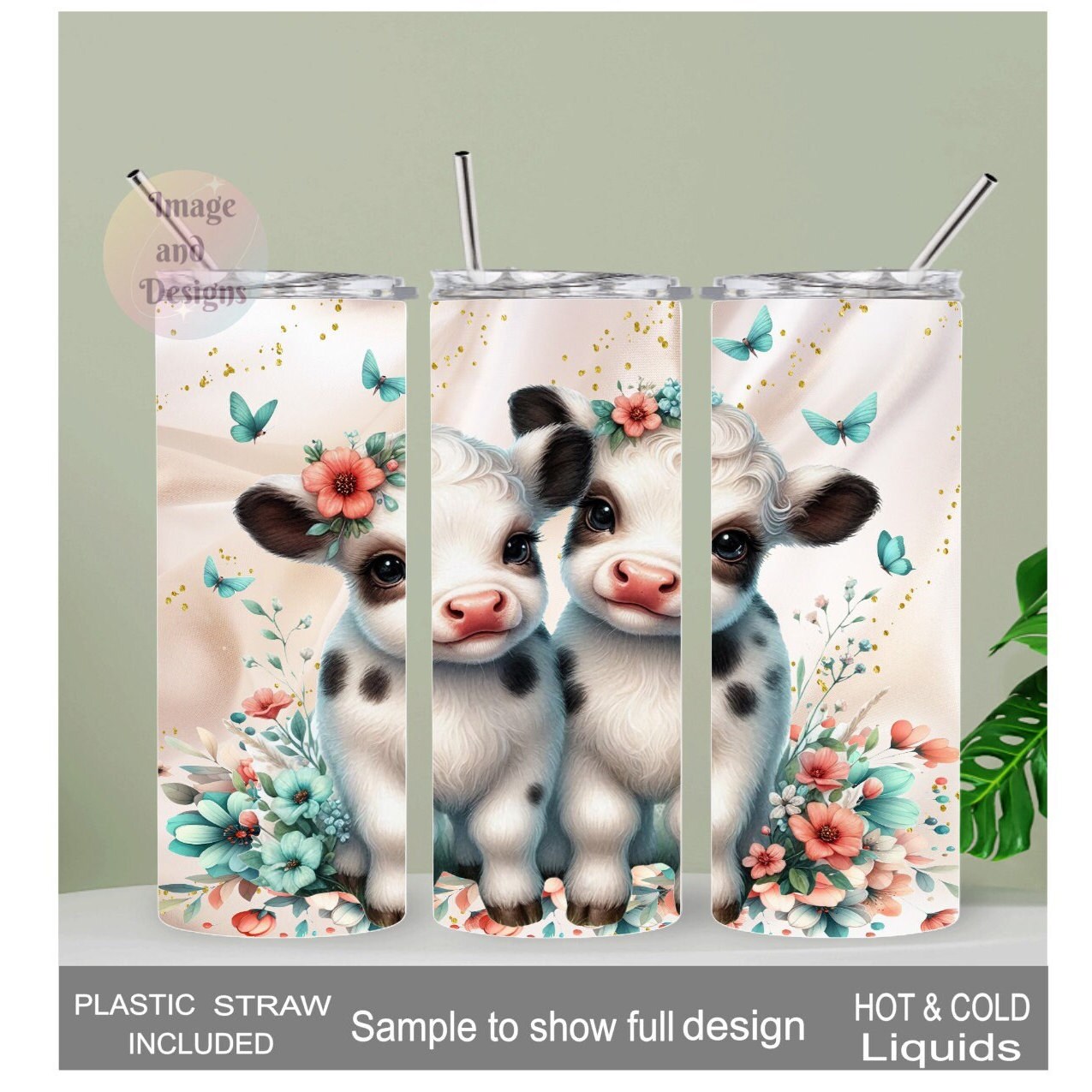 Cow Tumbler With Calf's 20oz With Reusable Straw, Can Be Personalized