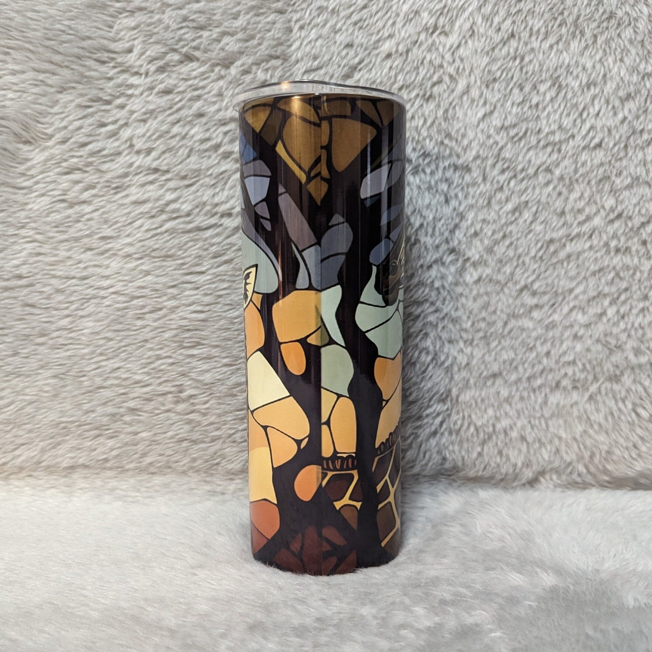 Giraffe Tumbler With A Stained Glass Design 20oz With Reusable Straw, Can Be Personalized