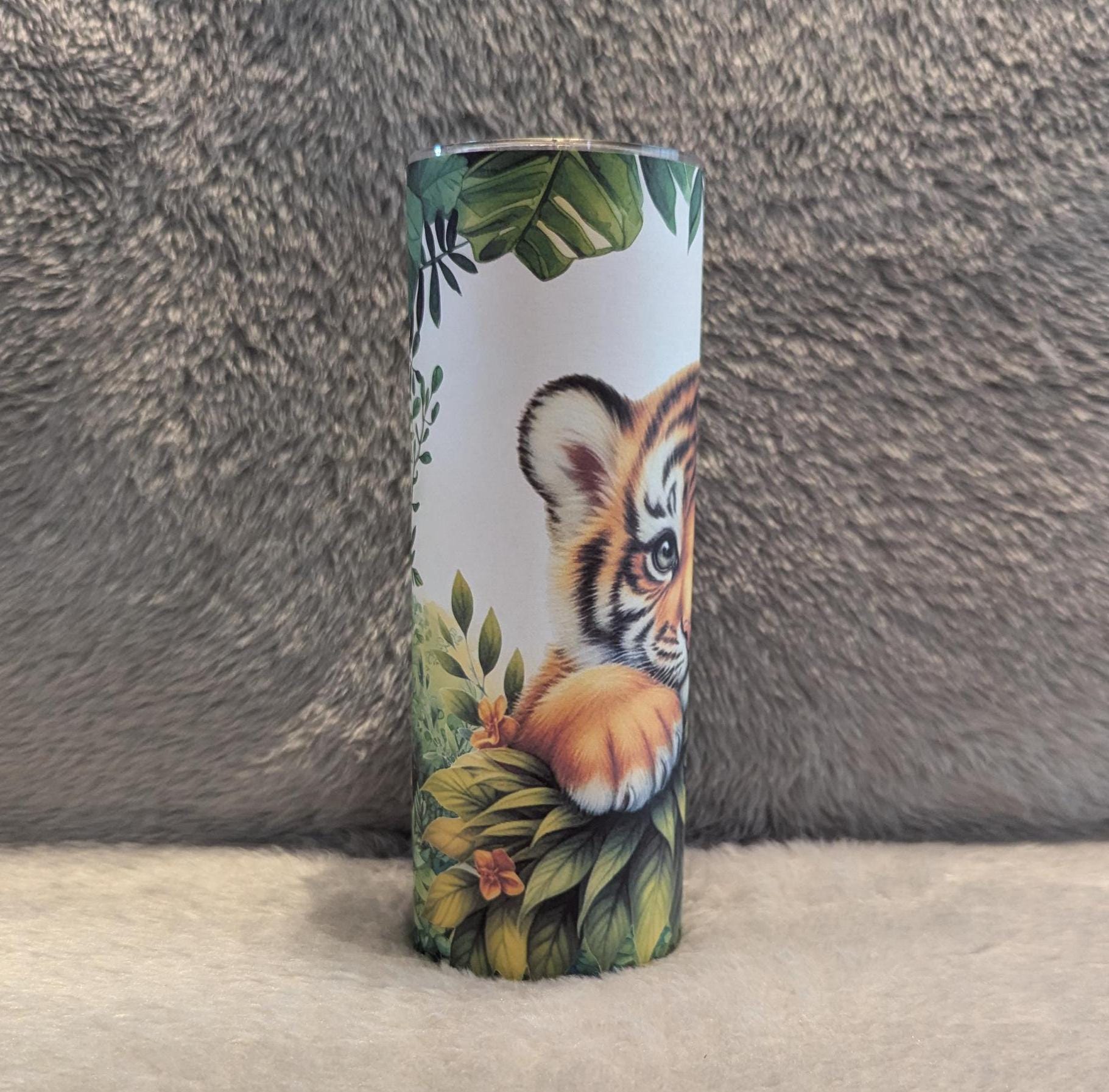 Tiger Cub Tumbler 20oz With Reusable Straw, Can Be Personalized