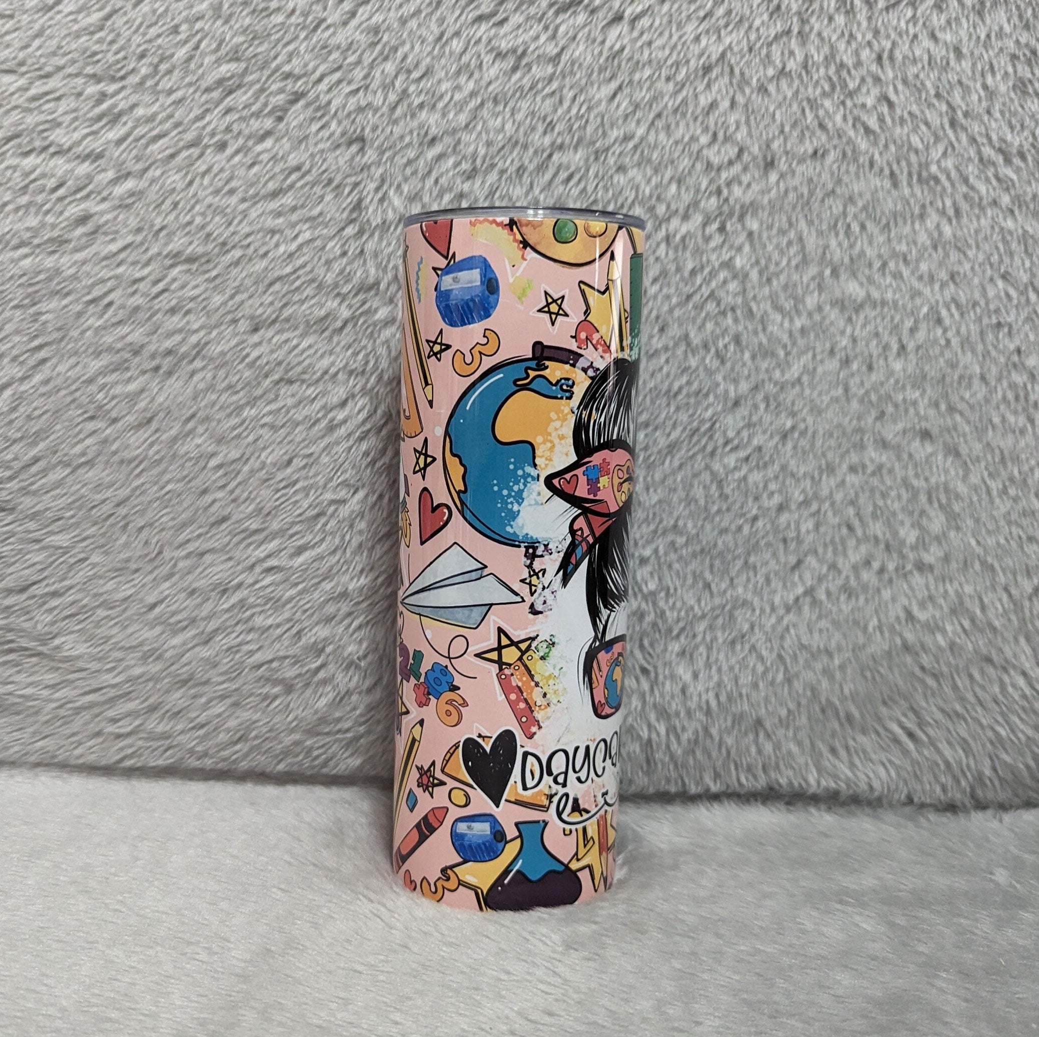 Colorful Daycare Teacher Life Tumbler 20oz With Reusable Straw, Can Be Personalized