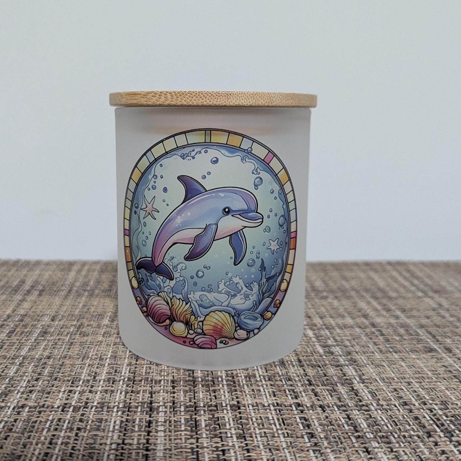 Dolphin With A Stained Glass Design Candle Holder - Includes A Battery Operated Flickering Tea Light