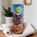 Cute Halloween Bat Tumbler with Pumpkins and A Bat 20oz With Reusable Straw, Can Be Personalized