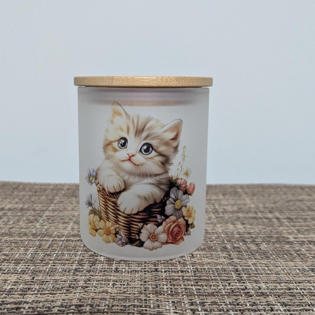 Cute Kitten Candle Holder With A Battery Operated Flickering Tea Light