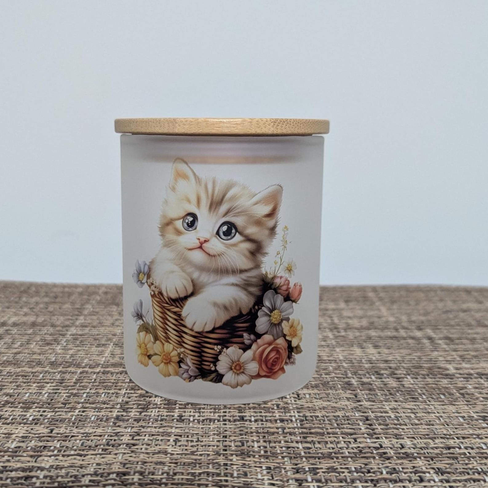 Cute Kitten Candle Holder With A Battery Operated Flickering Tea Light