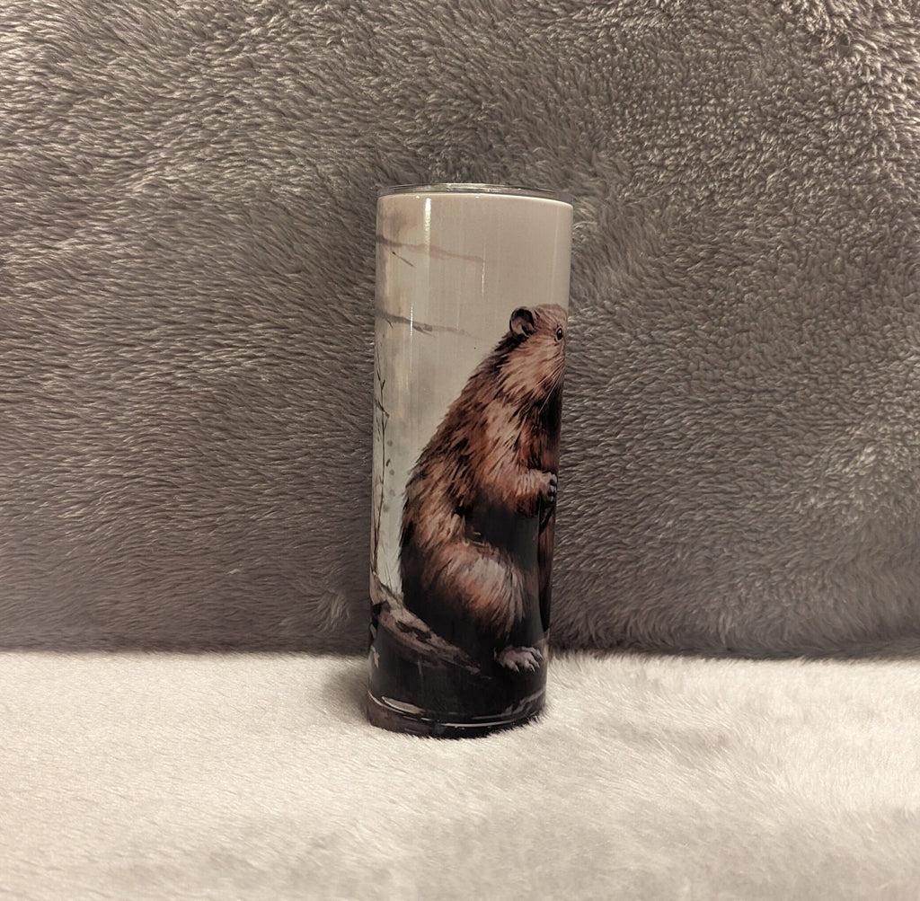Beaver Tumbler 20oz With Reusable Straw, Can Be Personalized