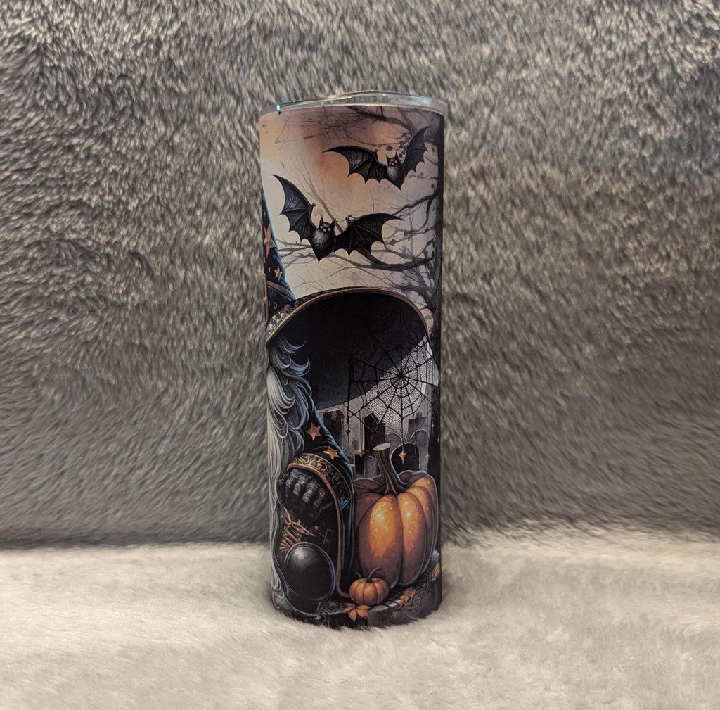 Halloween Gnome Tumbler 20oz With Reusable Straw, Can Be Personalized