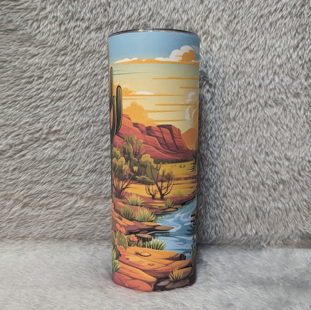 Desert Tumbler 20oz With Reusable Straw, Can Be Personalized