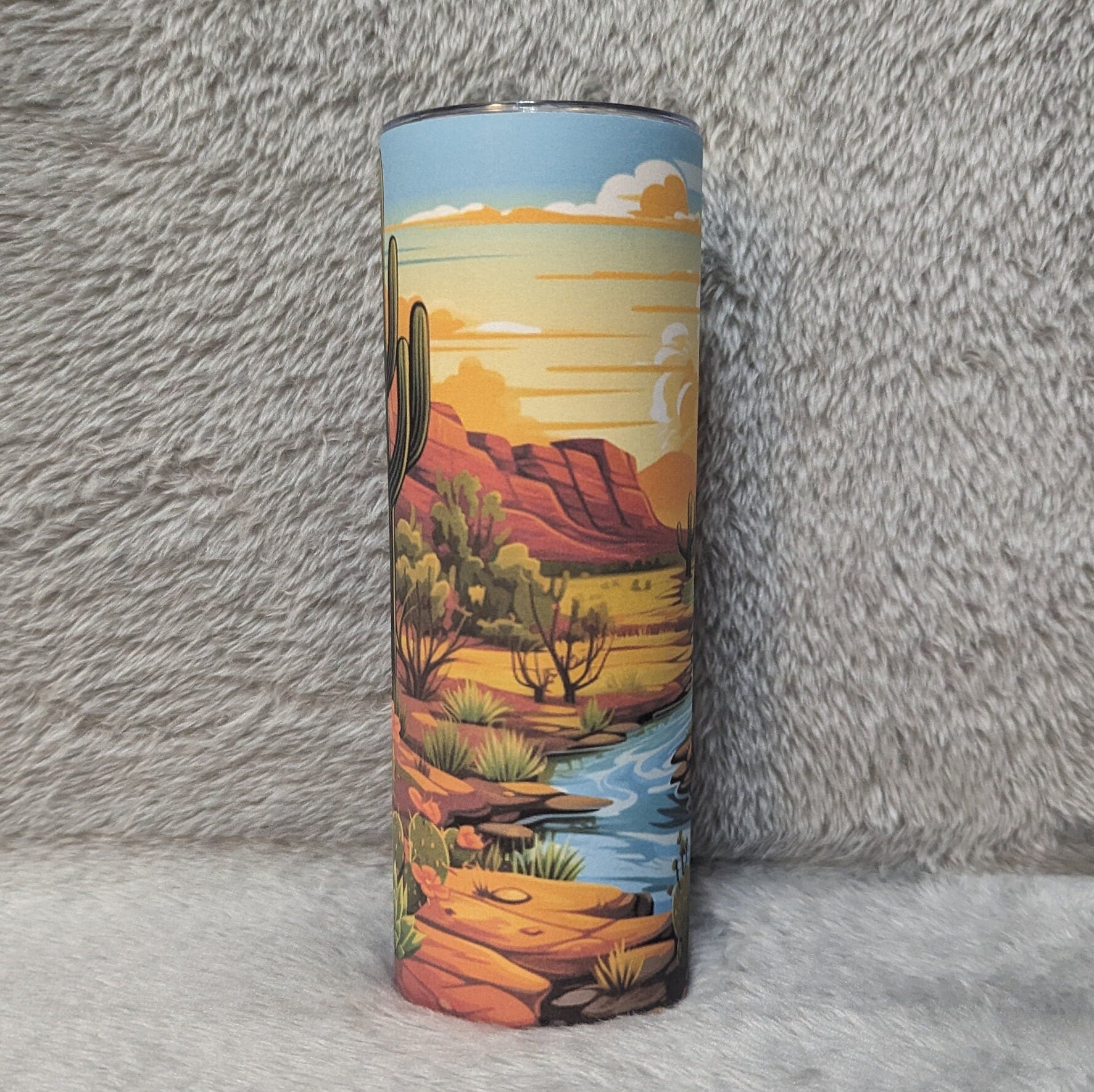 Desert Tumbler 20oz With Reusable Straw, Can Be Personalized