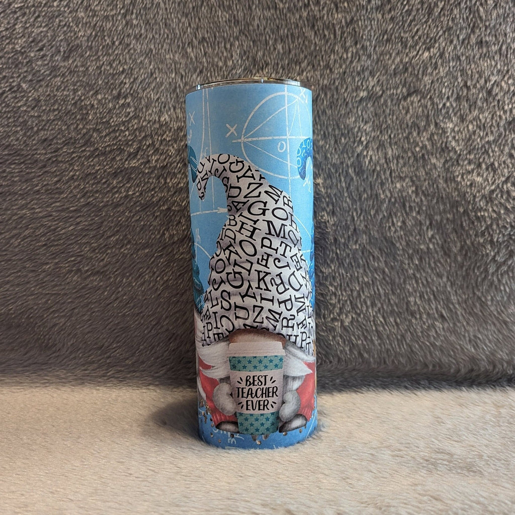 Best Teacher Ever Gnome Tumbler 20oz With Reusable Straw, Can Be Personalized