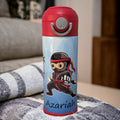 Kids Ninja Water Bottle 12oz With Reusable Straw Can Be Personalized