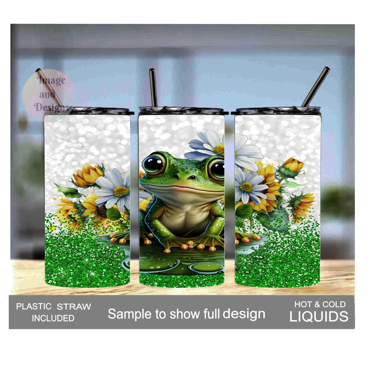 Kids Frog Tumbler 15oz With Reusable Straw, Can Be Personalized