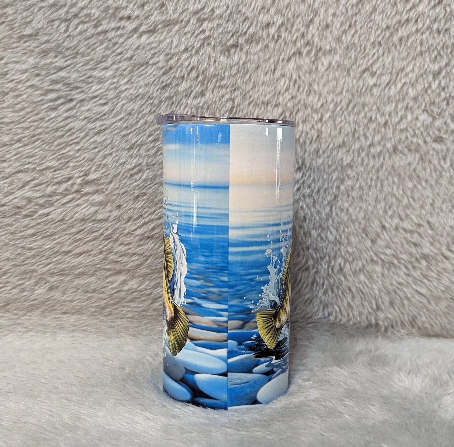 Kids Fishing Tumbler 15oz With Reusable Straw, Can Be Personalized
