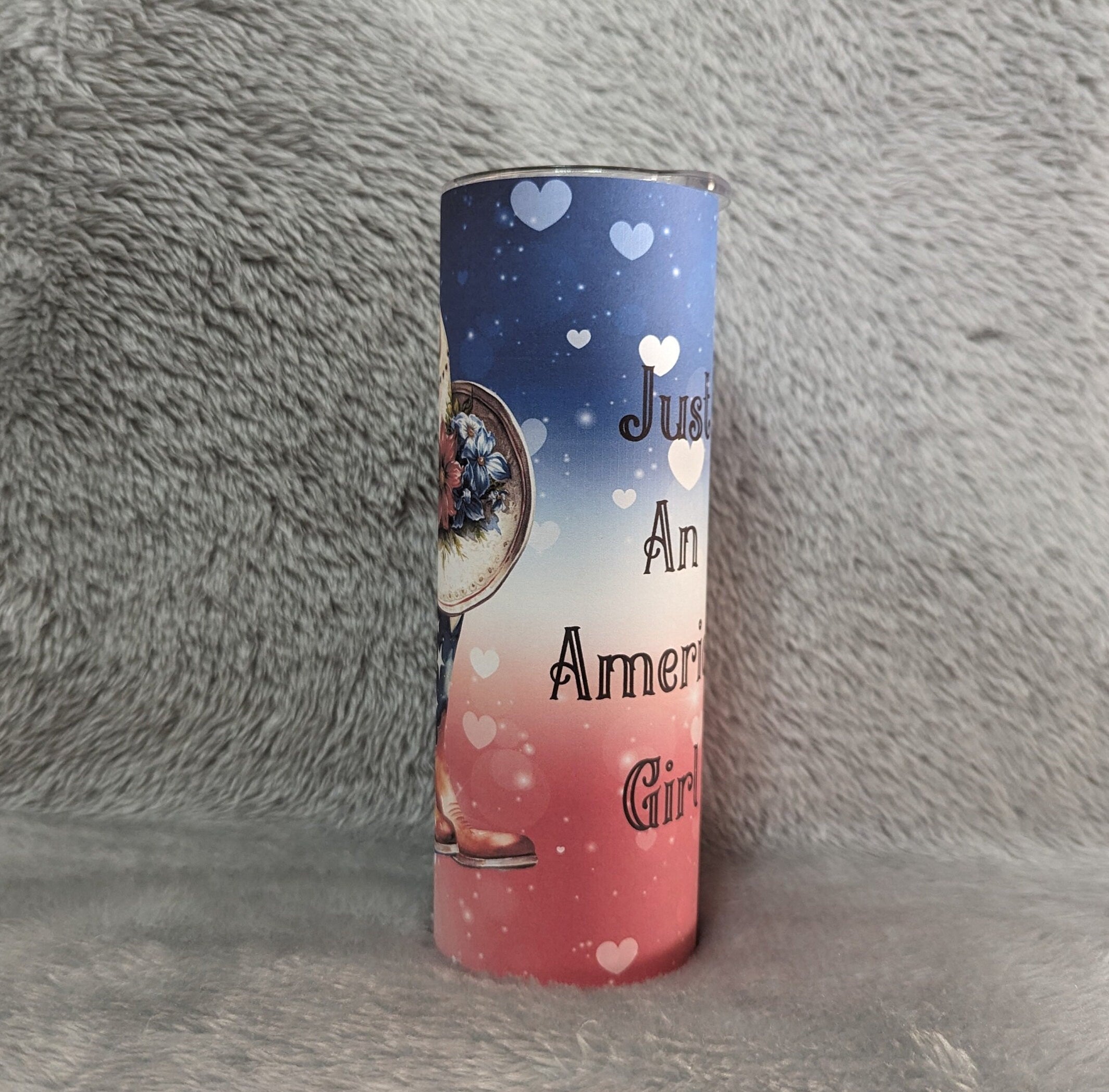 Just An American Girl Tumbler 20oz With Reusable Straw, Can Be Personalized