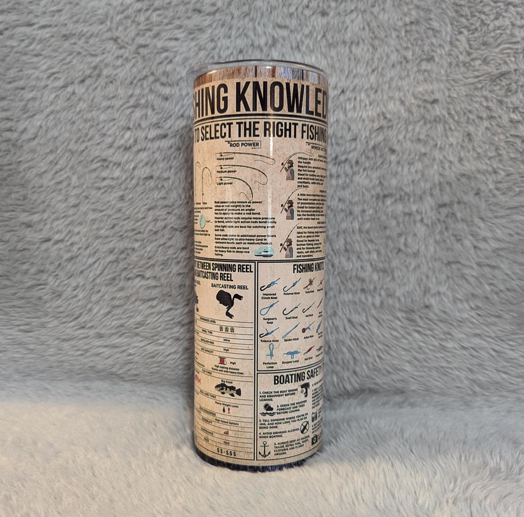 Fish Knowledge Tumbler With Fishing Rules 20oz With Reusable Straw, Can Be Personalized
