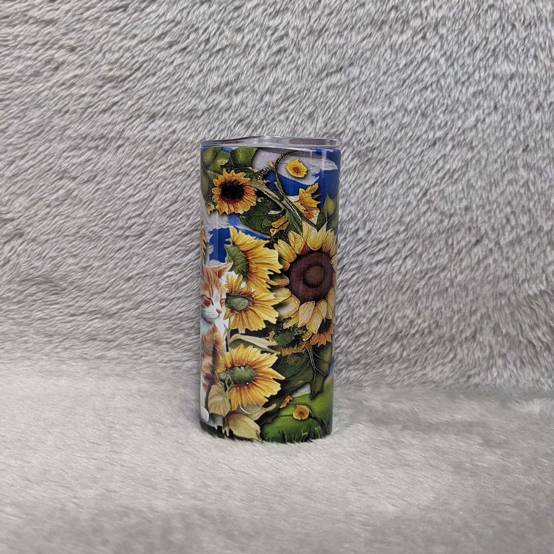 Kids Kitten Tumbler 20oz With Reusable Straw, Can Be Personalized