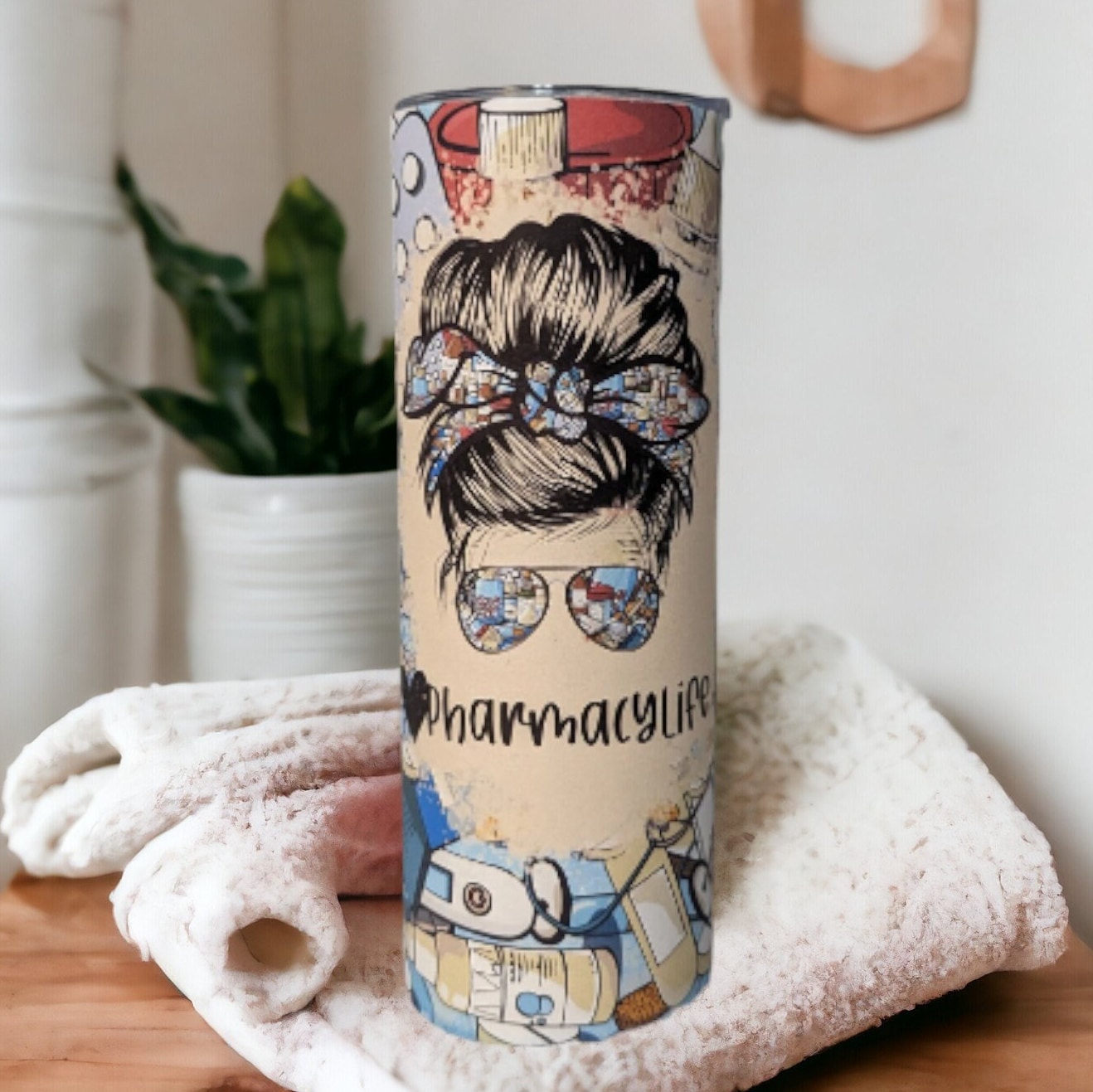 Pharmacy Life Tumbler 20oz With Reusable Straw, Can Be Personalized