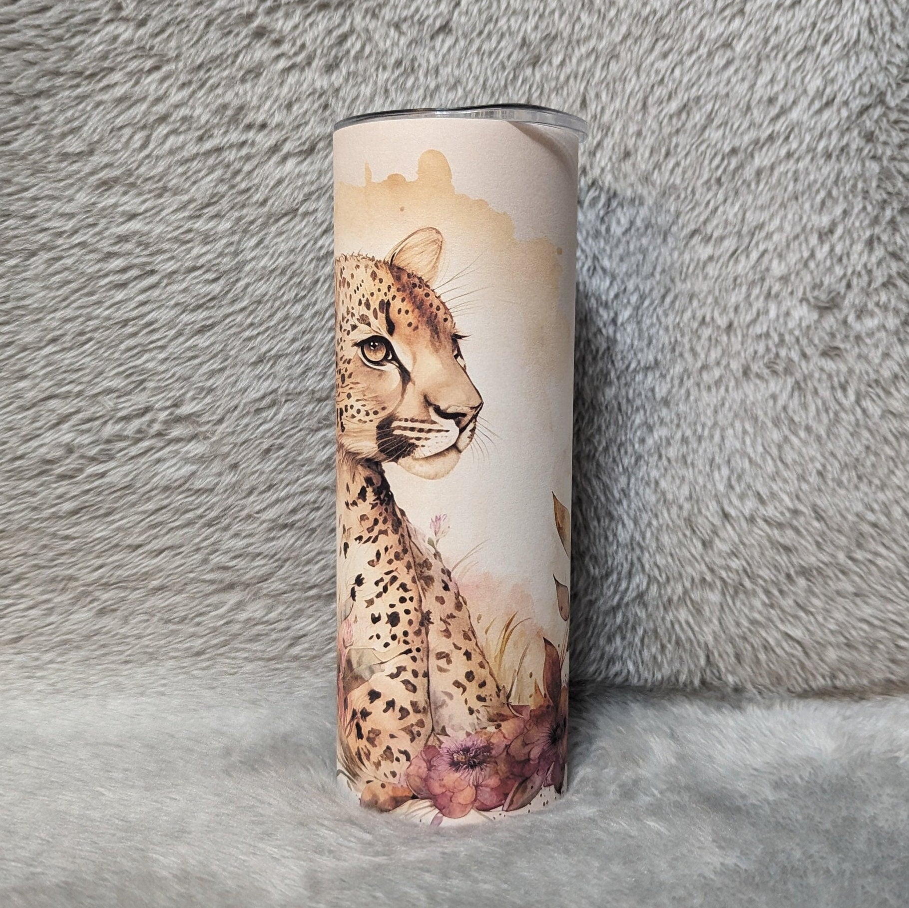Leopard Tumbler with A Watercolor Design 20oz With Reusable Straw, Can Be Personalized
