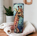 Giraffe Tumbler with A Stained Glass Design 20oz With Reusable Straw, Can Be Personalized