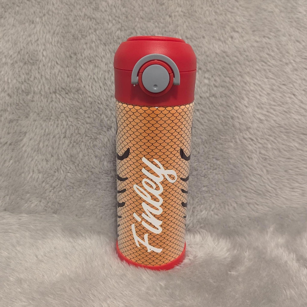 Kids Fishing Lure Water Bottle 12oz With Reusable Straw Can Be Personalized